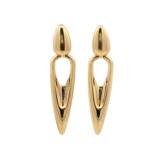 Vintage Mid-Century Triangle Drop Earrings 14k Yellow Gold
