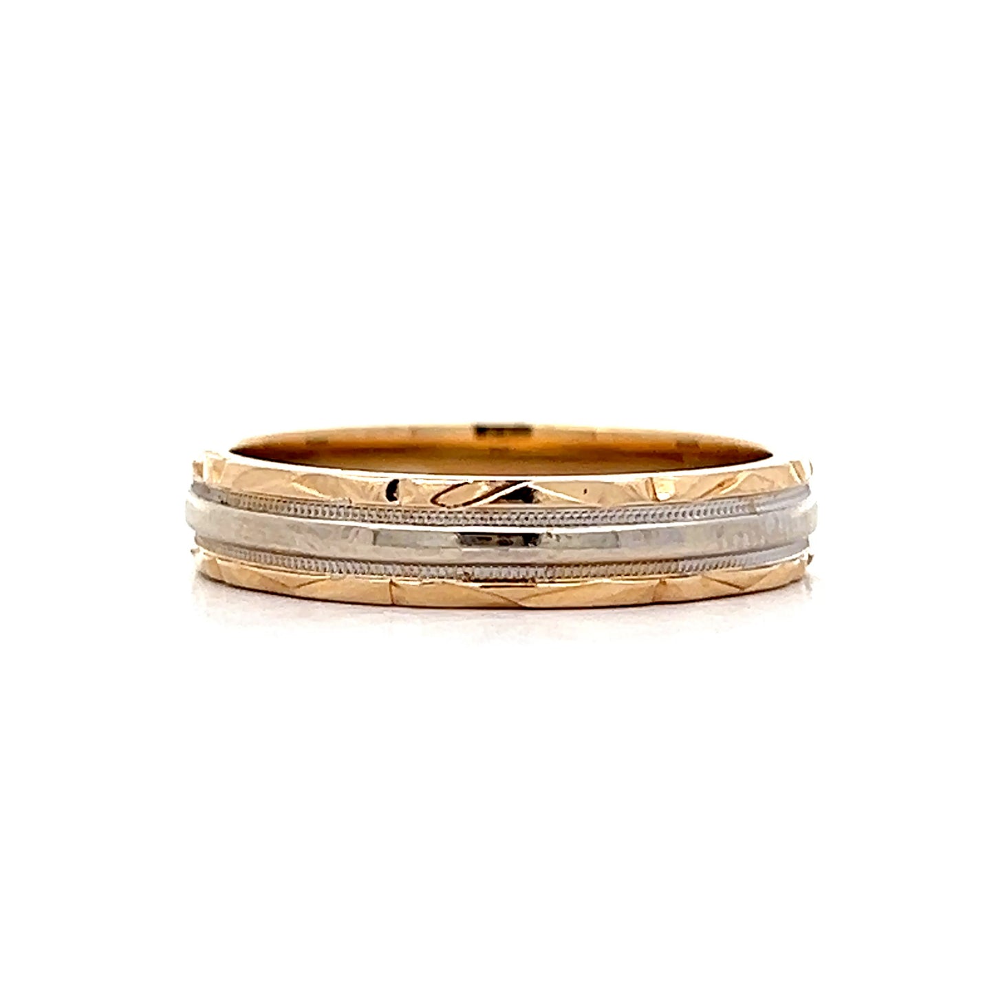 Vintage Mid-Century Two-Tone Wedding Band in 14k