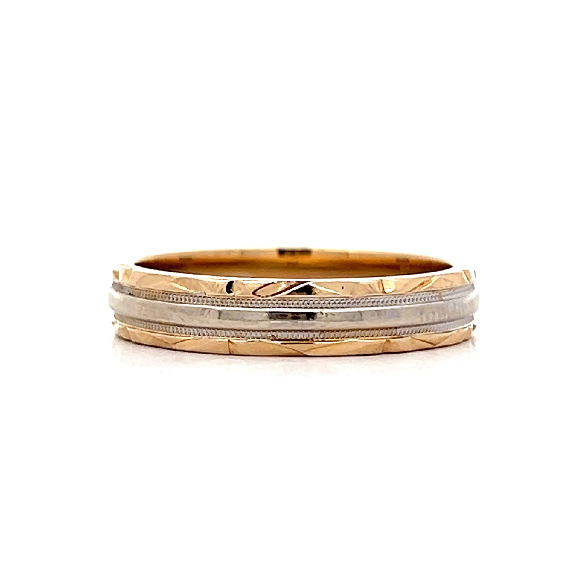 Vintage Mid-Century Two-Tone Wedding Band in 14k