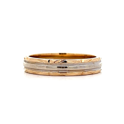 Vintage Mid-Century Two-Tone Wedding Band in 14k