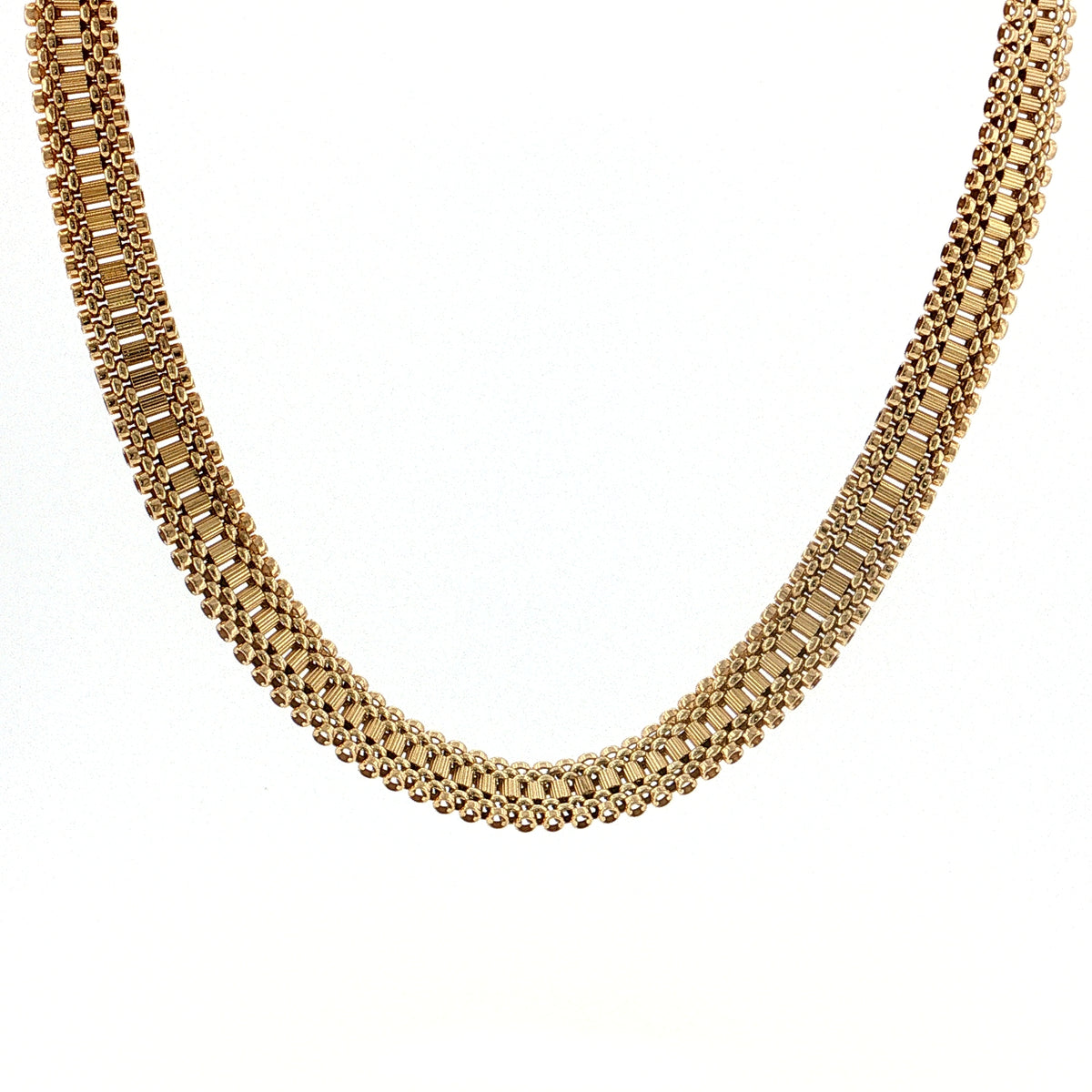 Vintage Mid-Century Watch Link Choker Necklace 14k