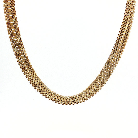 Vintage Mid-Century Watch Link Choker Necklace 14k