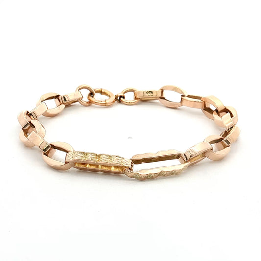 Vintage Retro Chain Link Bracelet 10k Rose & Yellow Gold