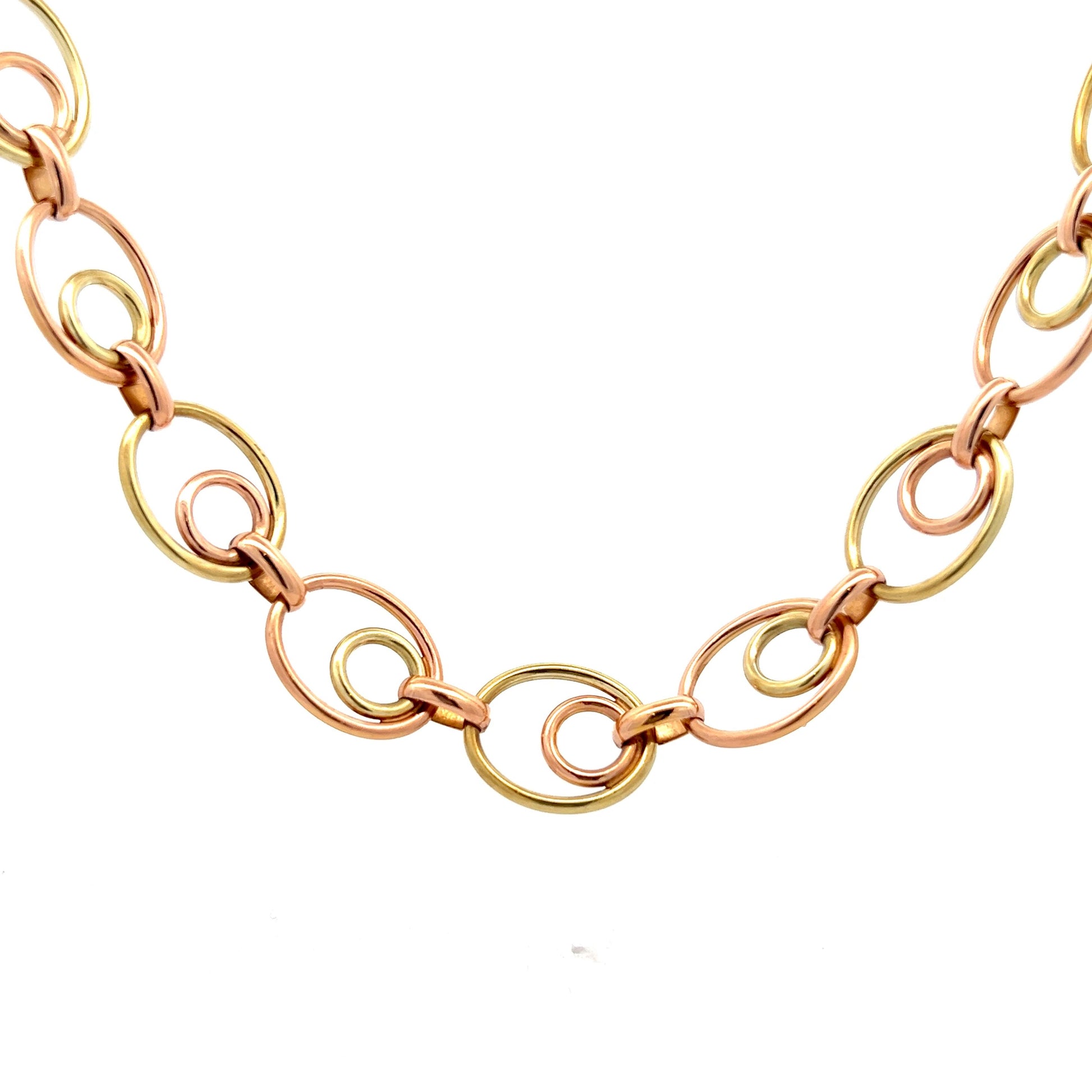 Vintage Retro Collar Chain Necklace in 14k Rose Yellow Gold