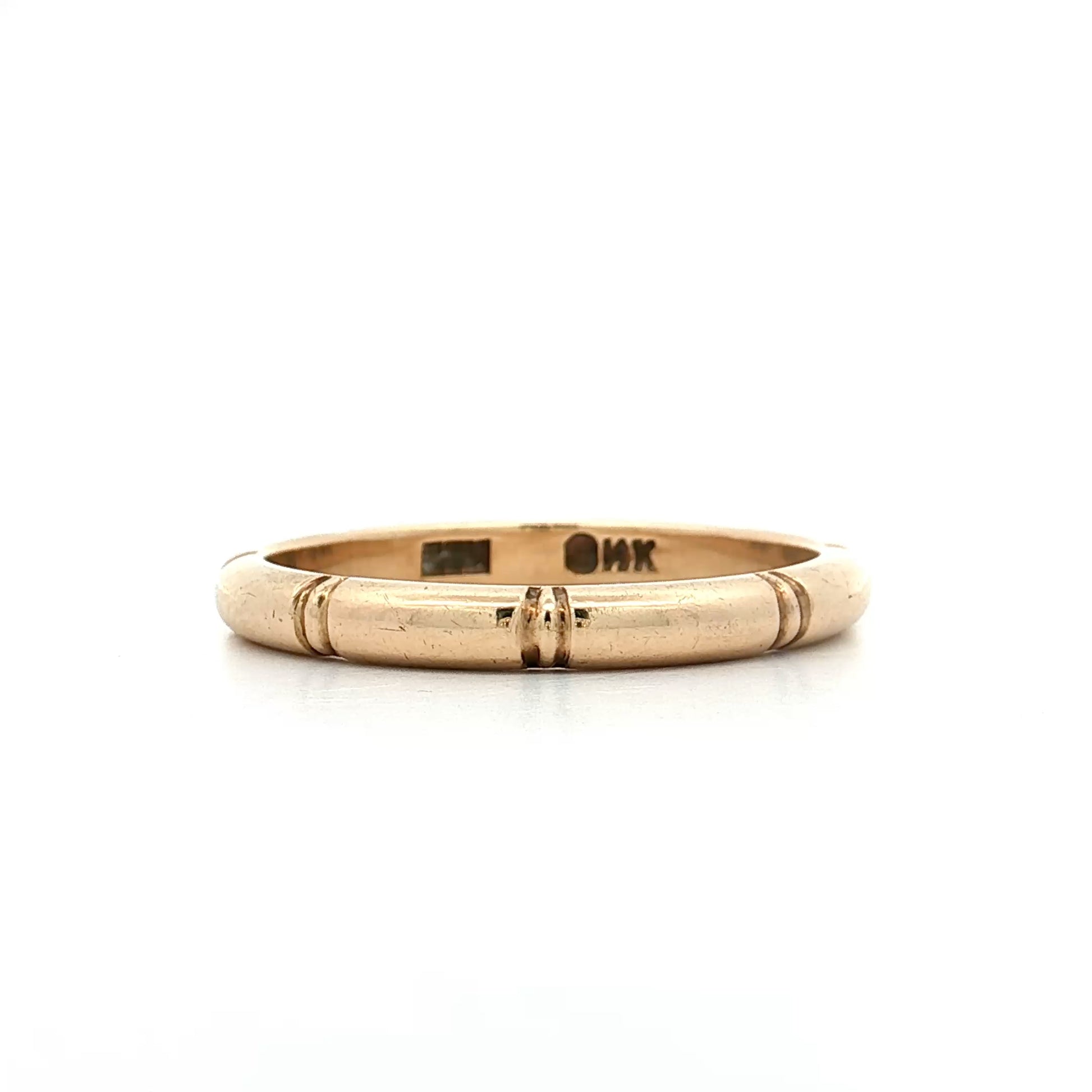 Vintage Retro Engraved Men's Wedding Band 14k