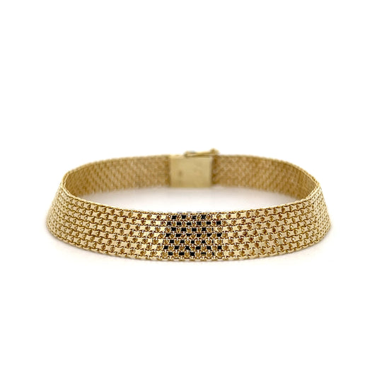 Vintage Retro Mesh Chain Bracelet 14k Yellow Gold