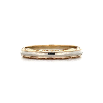Vintage Retro Two-Tone Milgrain Wedding Band in 14k