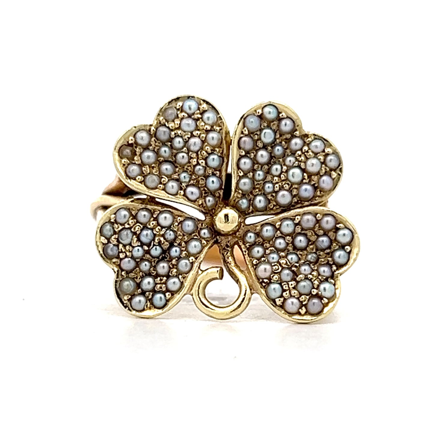 Vintage Victorian Four Leaf Clover Ring in 14k