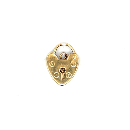 Vintage Victorian Heart Lock Charm 9k Yellow Gold