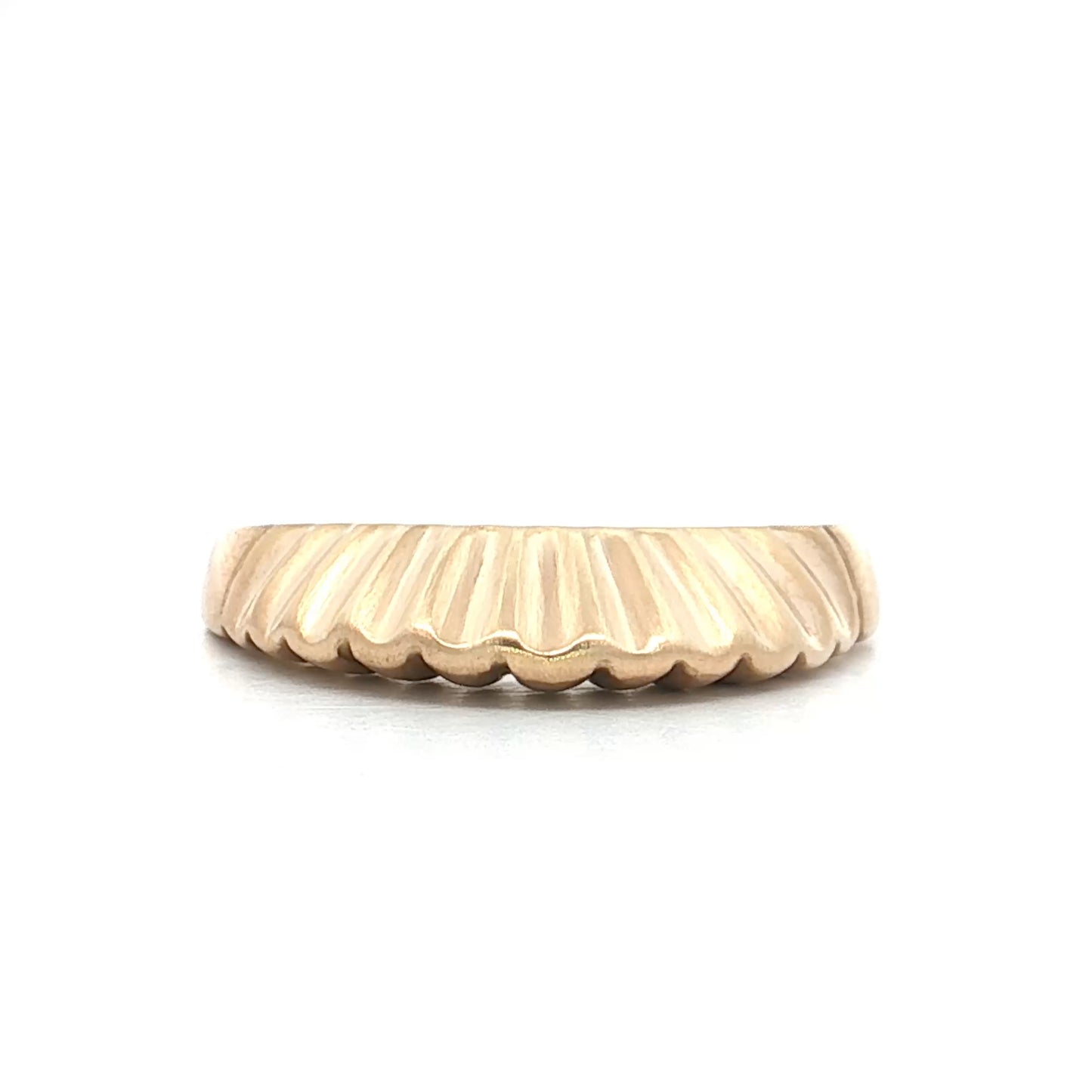 Wavy Scalloped Matte Stacking Ring 14k Yellow Gold