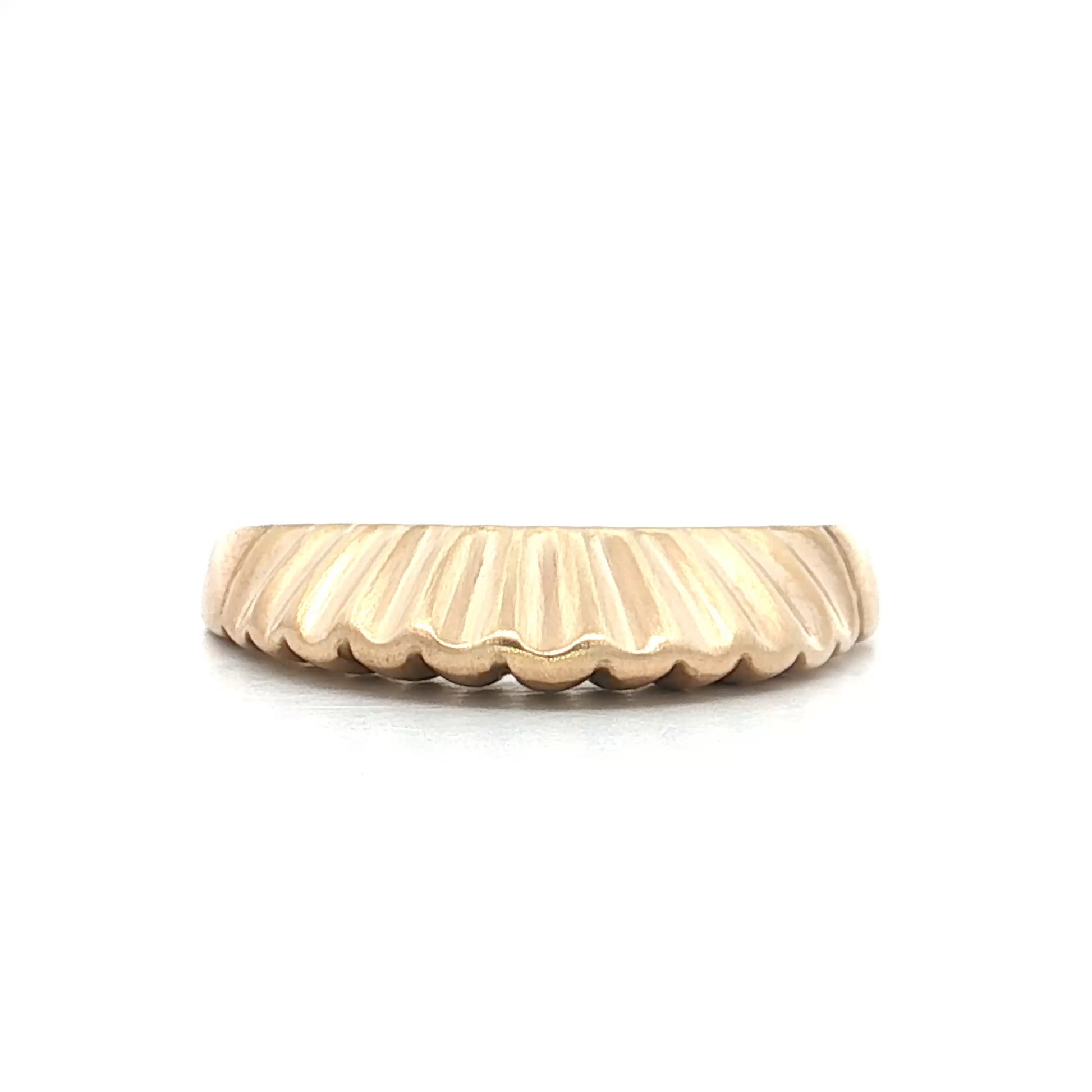 Wavy Scalloped Matte Stacking Ring 14k Yellow Gold