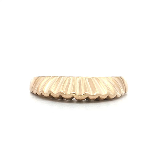 Wavy Scalloped Matte Stacking Ring 14k Yellow Gold