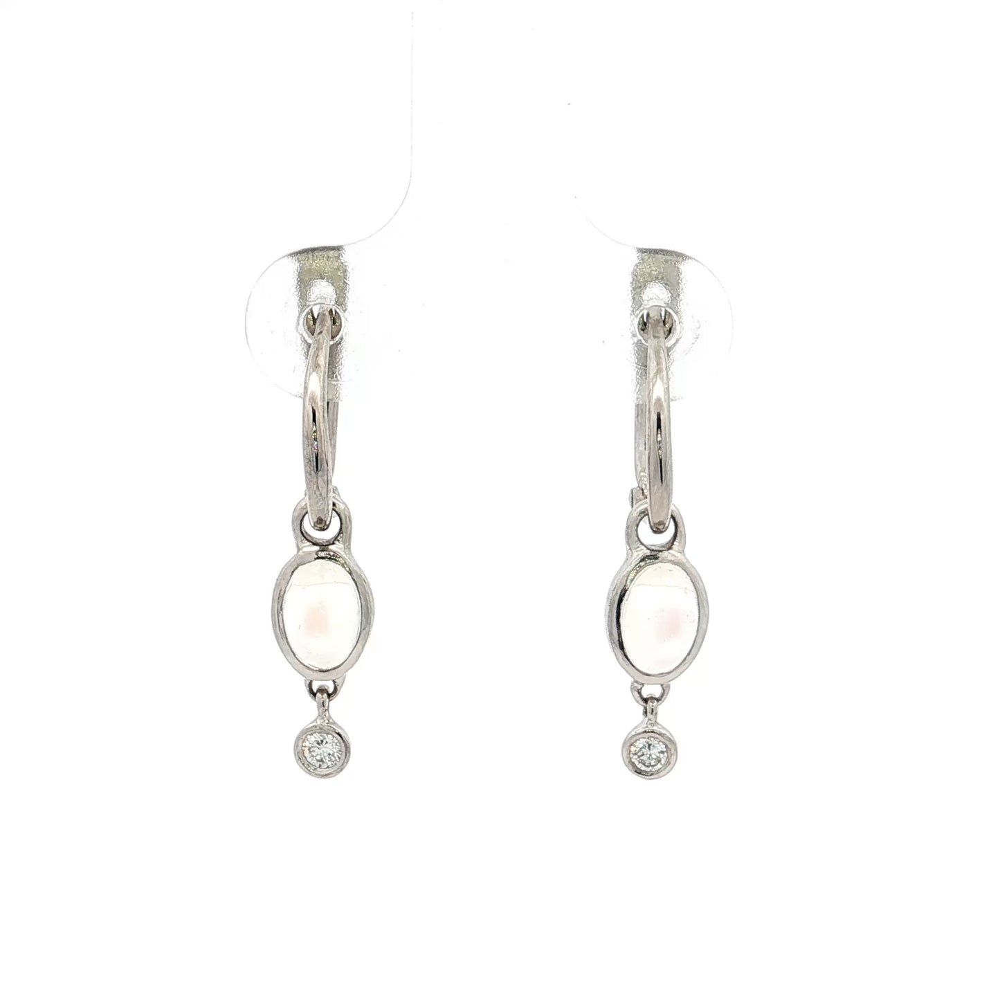 Wendy Walker Moonstone & Diamond Earrings in Platinum