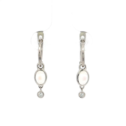 Wendy Walker Moonstone & Diamond Earrings in Platinum