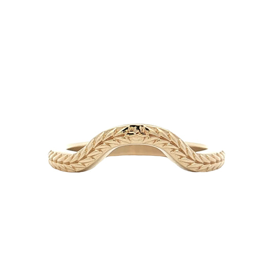 Wheat Engraved Contour Wedding Band 14k Yellow Gold