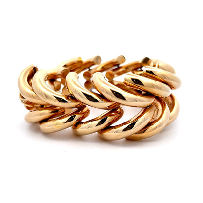 Wide 1980s Link Bracelet in 14k Yellow Gold