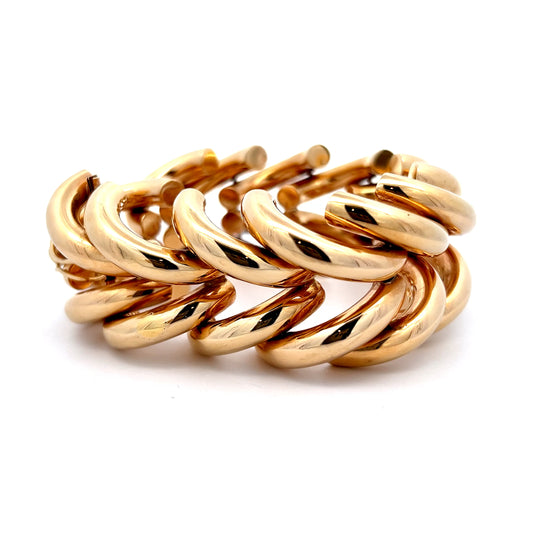Wide 1980s Link Bracelet in 14k Yellow Gold