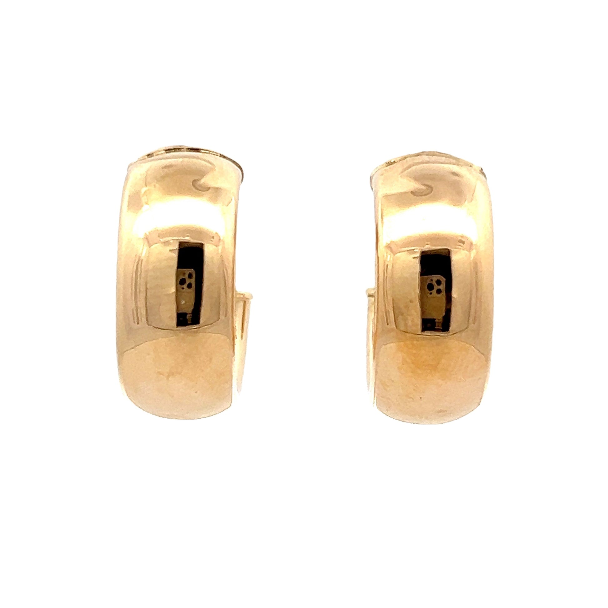 Wide Chunky Huggie Hoop Earrings in 14k Yellow Gold – Filigree