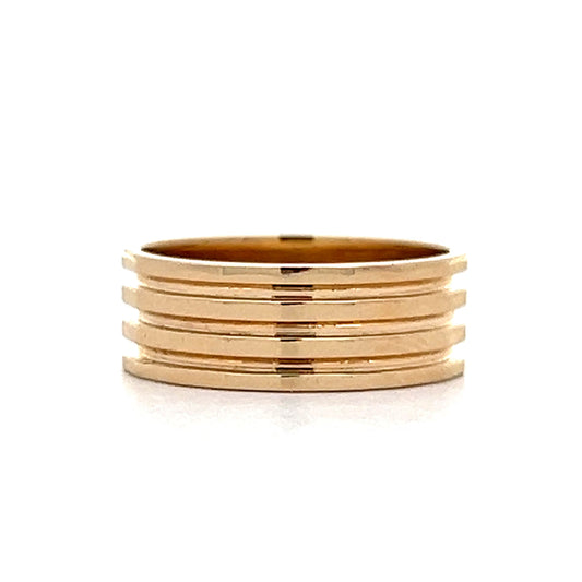 Wide Geometric Stacking Band in 14k Yellow Gold