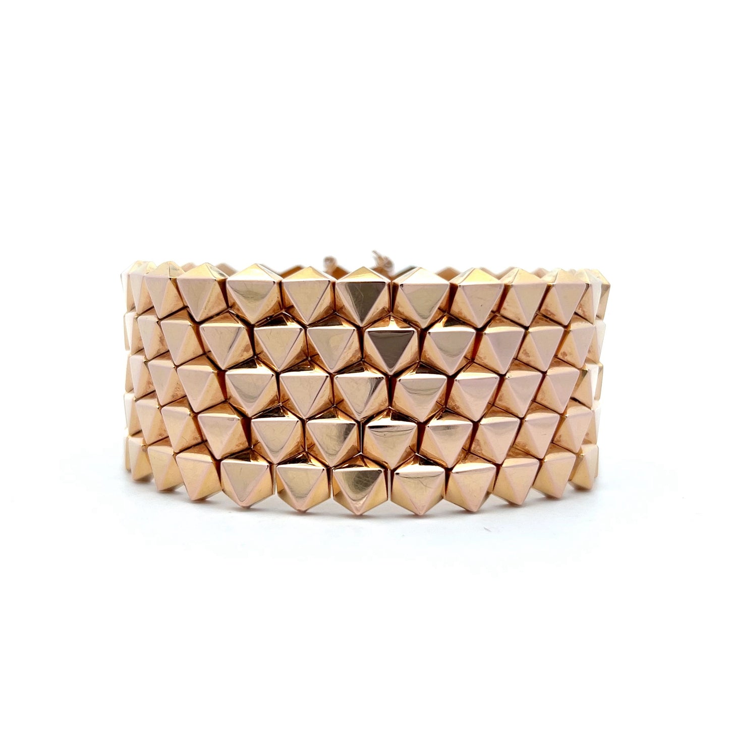 Vintage Wide Textured Studded Bracelet in 14k Rose Gold