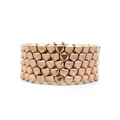 Vintage Wide Textured Studded Bracelet in 14k Rose Gold