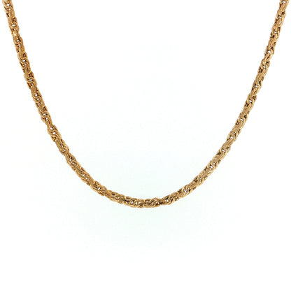 Woven Link Textured Chain Necklace 14k Yellow Gold