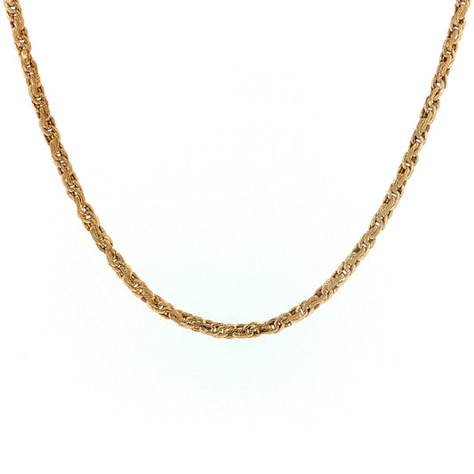 Woven Link Textured Chain Necklace 14k Yellow Gold