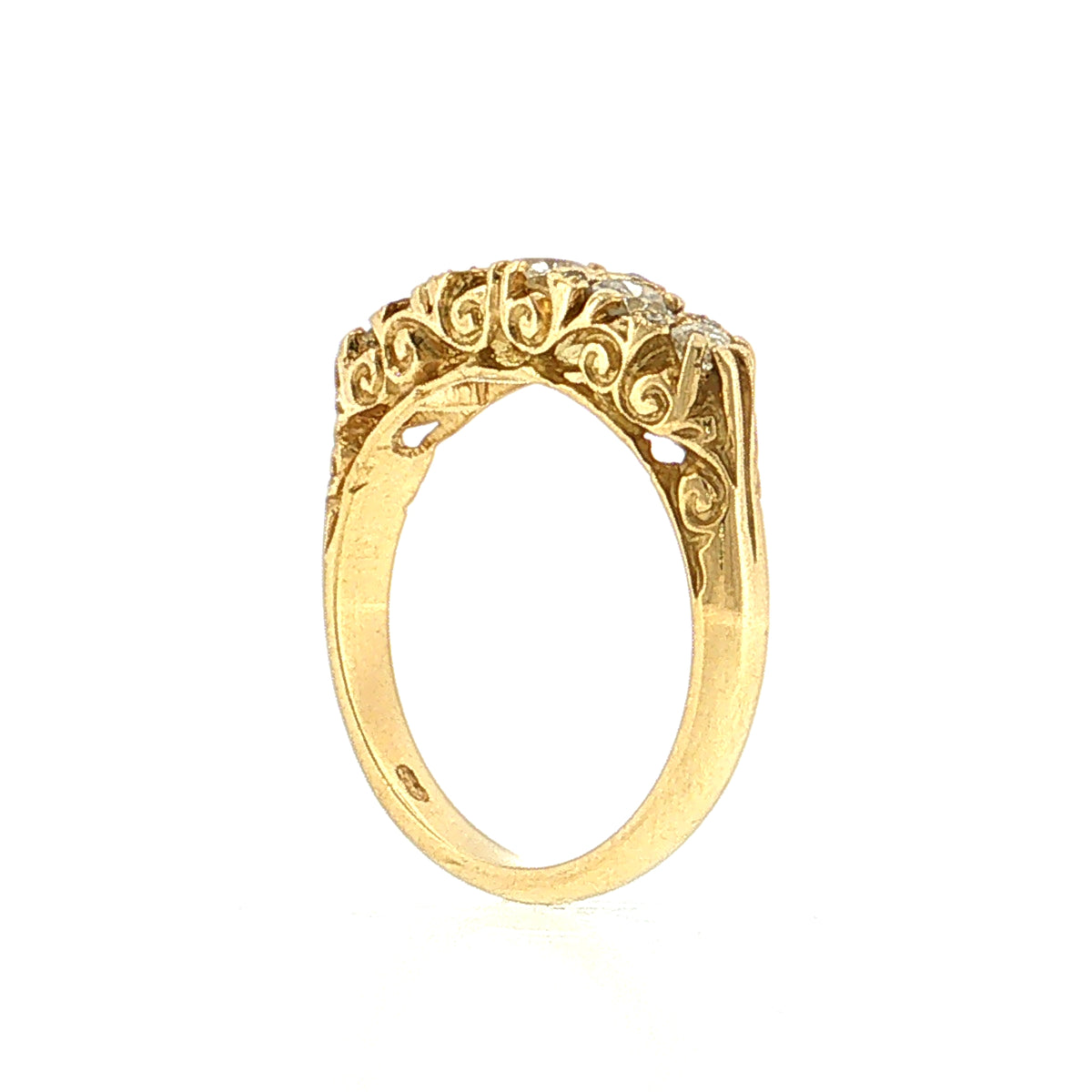 .94 Victorian Antique Old Mine Diamond Five Ring 18k