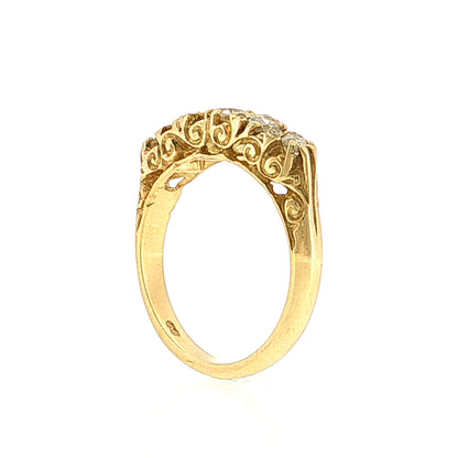 .94 Victorian Antique Old Mine Diamond Five Ring 18k