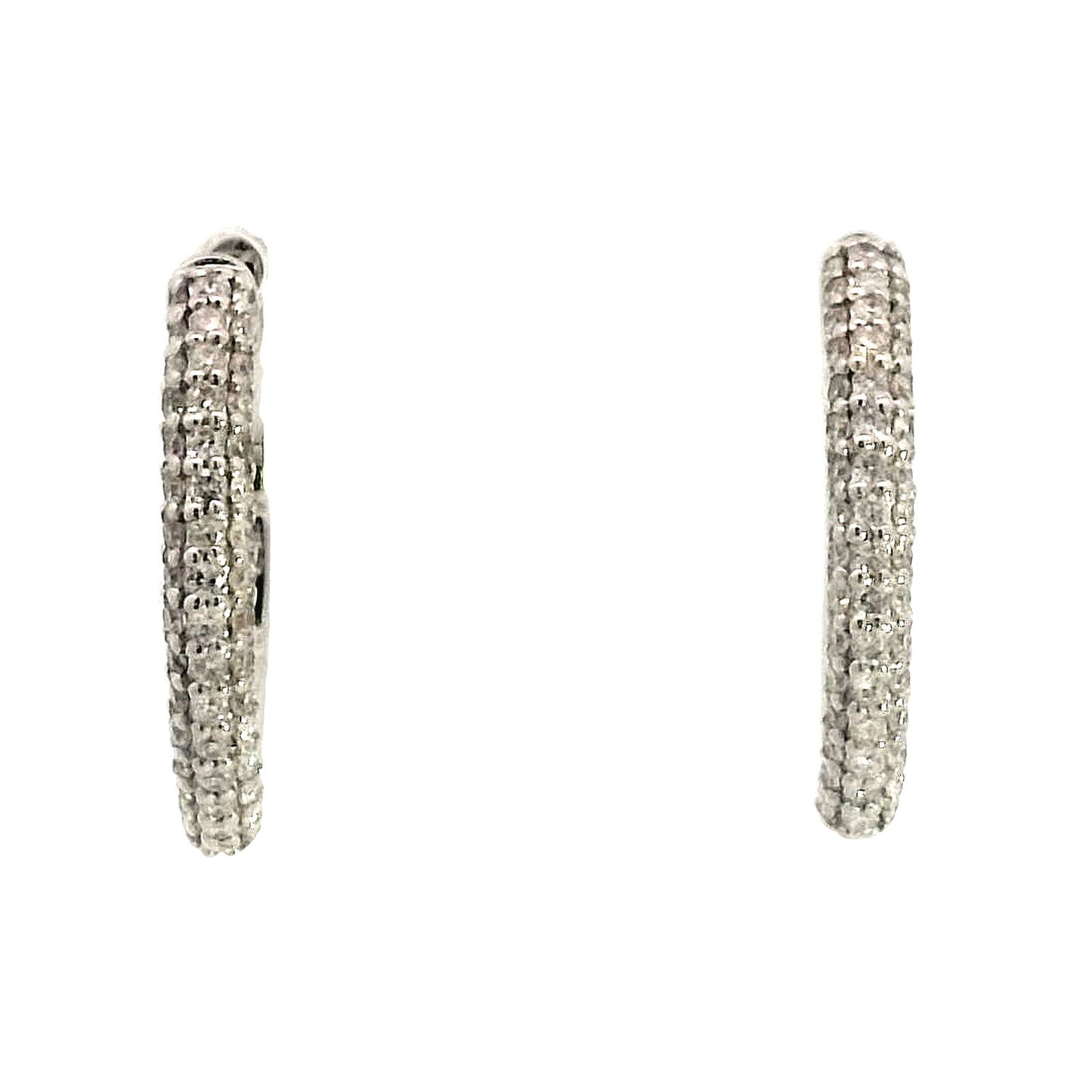 .37 Round Brilliant Diamond Hoop Earrings in 18 White Gold