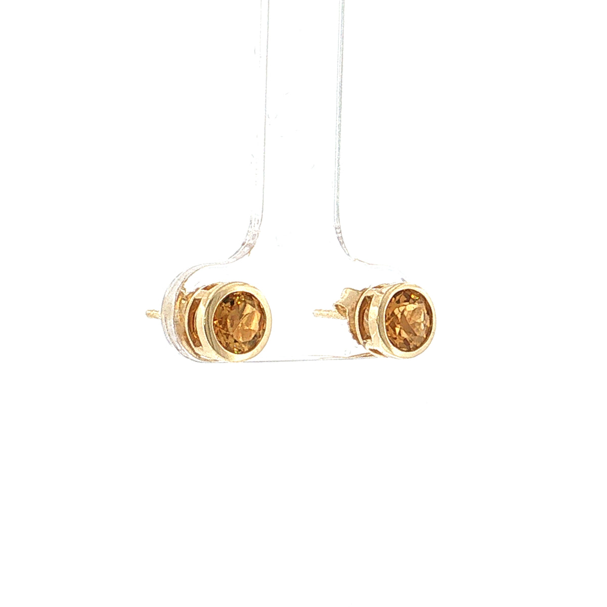 1.00 Carat Round Cut Citrine Stud Earrings 14k