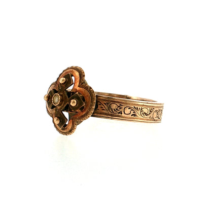 Antique Victorian Pearl Mourning Cocktail Ring 12k Rose Gold