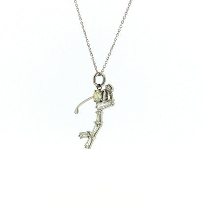 .71 Diamond Golf Charm Pendant in Platinum