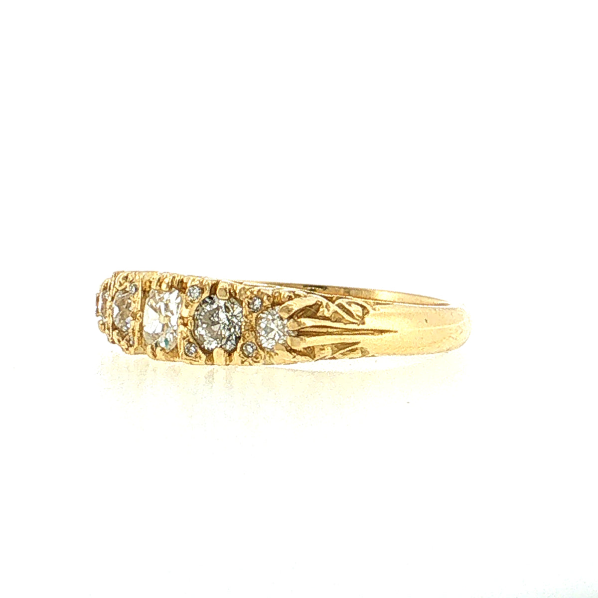 .94 Victorian Antique Old Mine Diamond Five Ring 18k