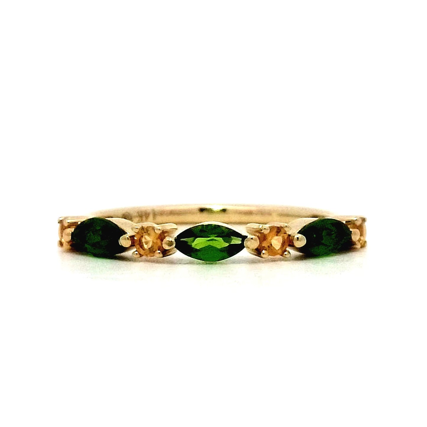 Tsavorite Garnet & Citrine Band in 14k Yellow Gold