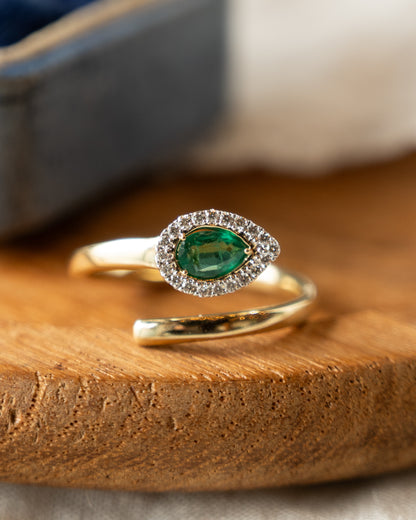 .31 Emerald & Diamond Snake Cocktail Ring 14k