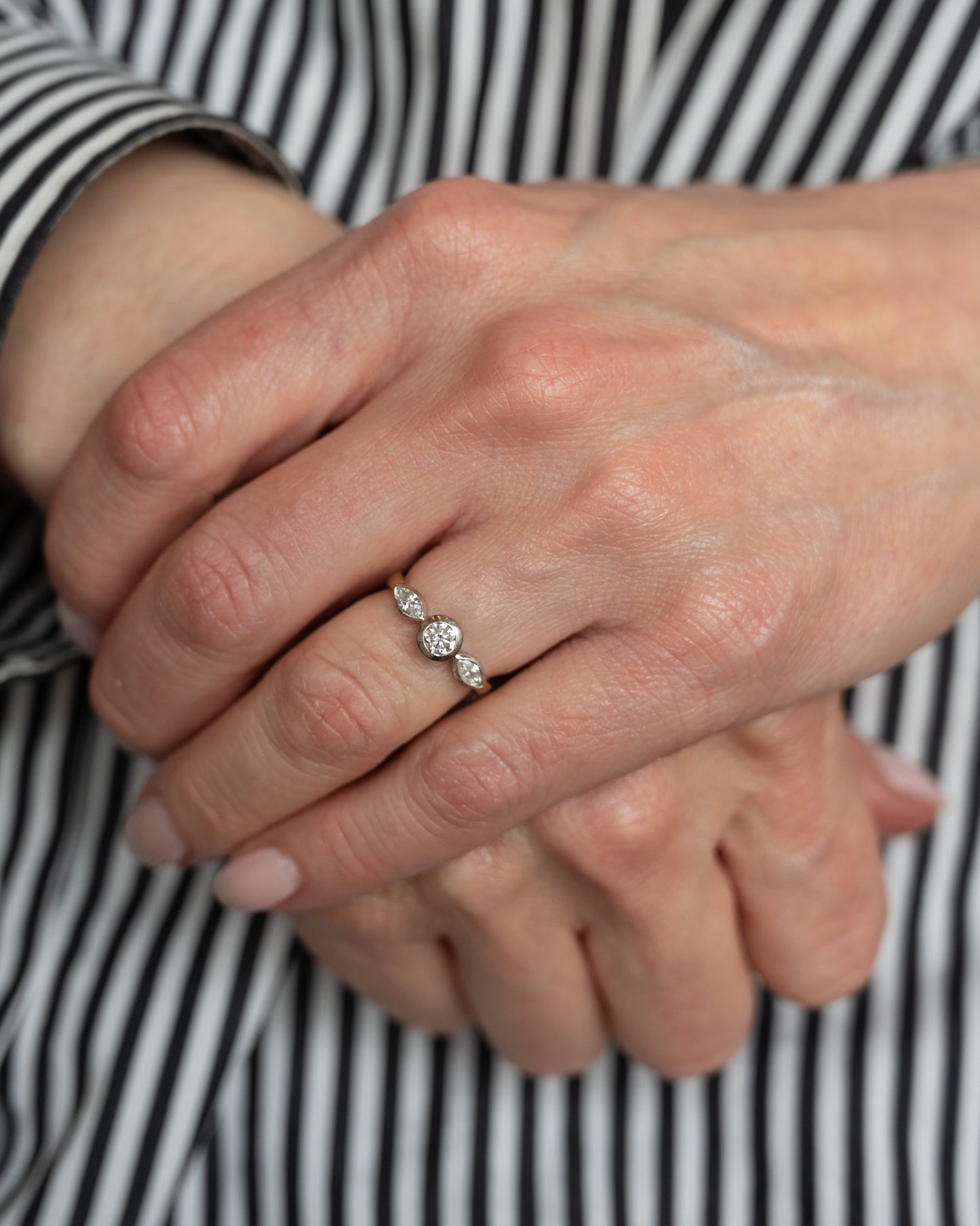 .44 Three Stone Diamond Engagement Ring Two-Tone 18k