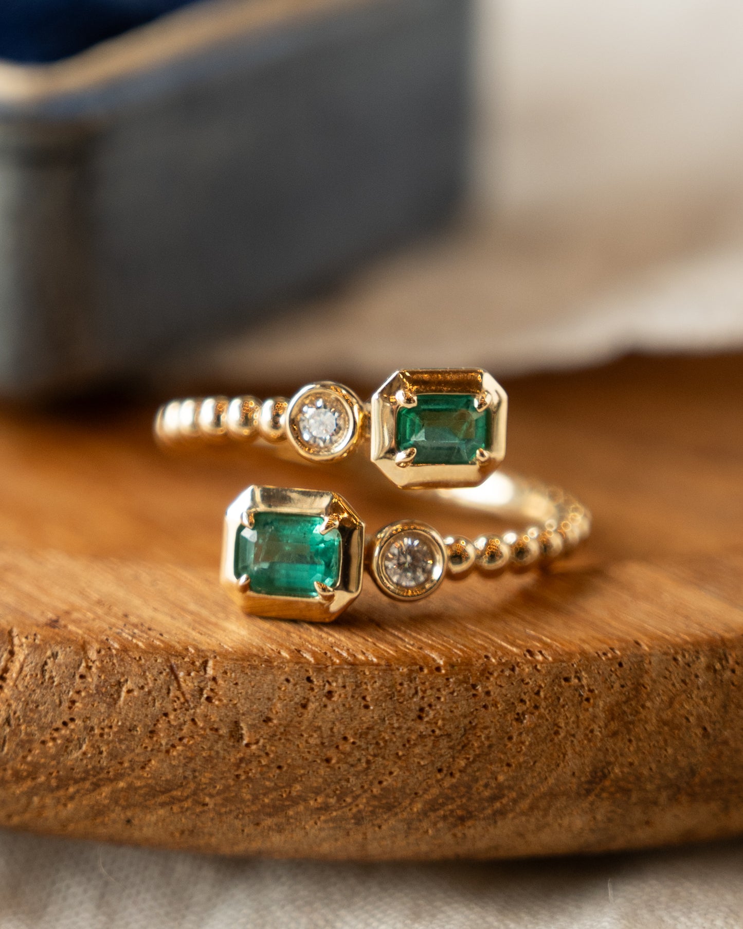 .50 Emerald & Diamond Toi Et Moi Ring 14k
