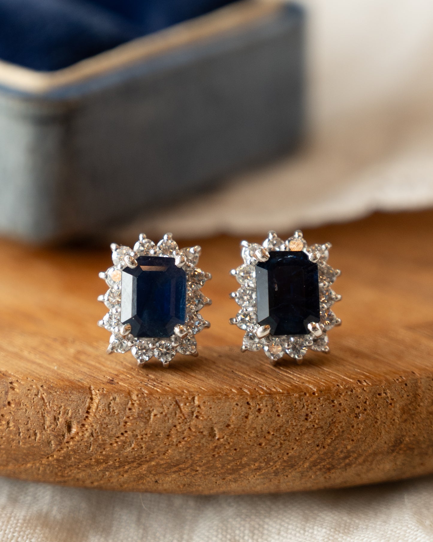 2.72 Blue Sapphire & Diamond Stud Earrings Platinum