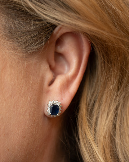 2.72 Blue Sapphire & Diamond Stud Earrings Platinum