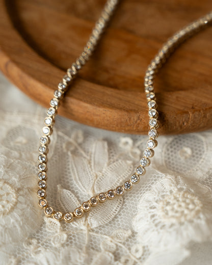 6.01 Diamond Bezel Tennis Necklace 14k Yellow Gold