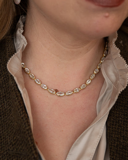 29.04 GIA Step Oval Diamond Tennis Necklace 18k