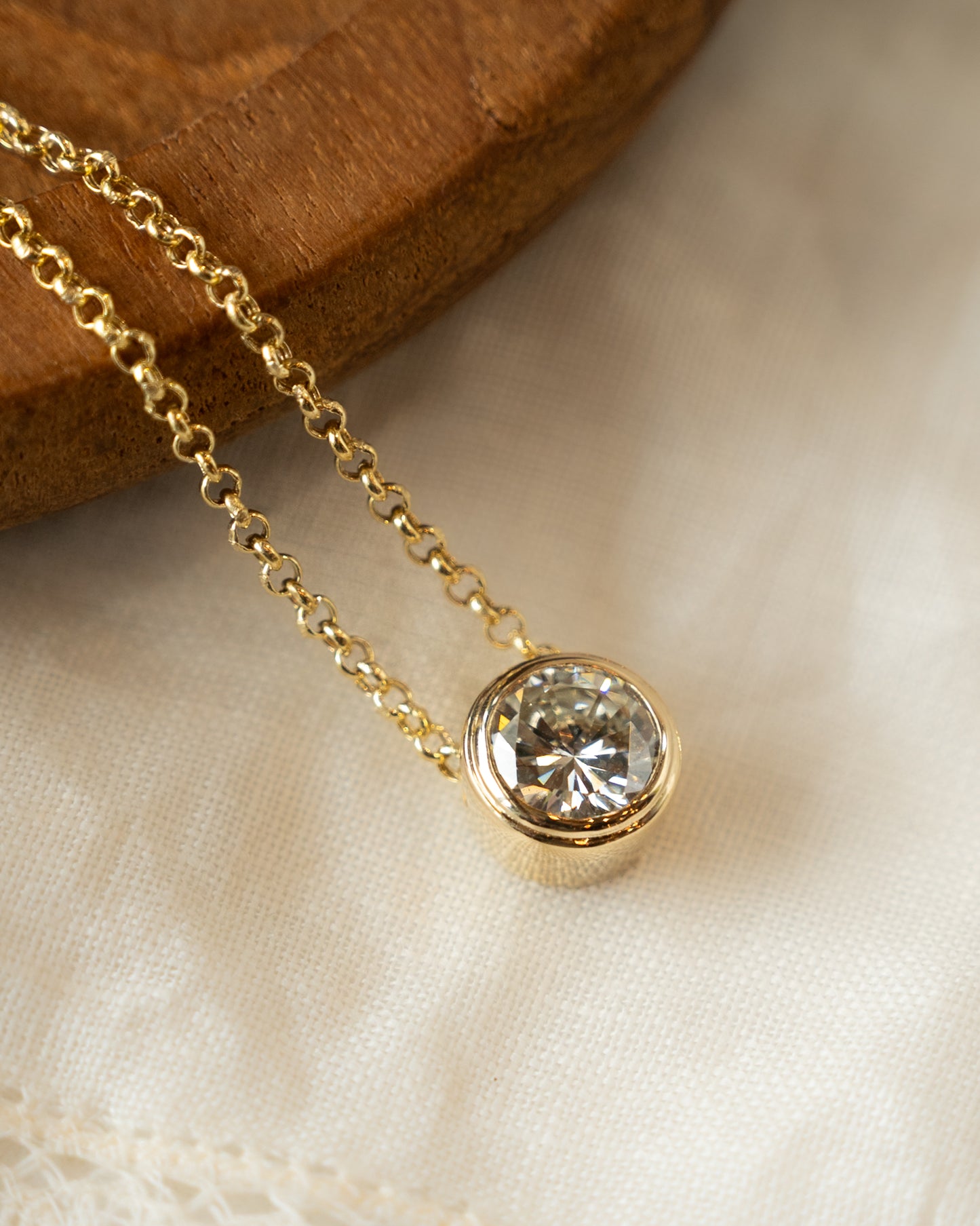 1.45 GIA Diamond Pendant Necklace 14k Yellow Gold