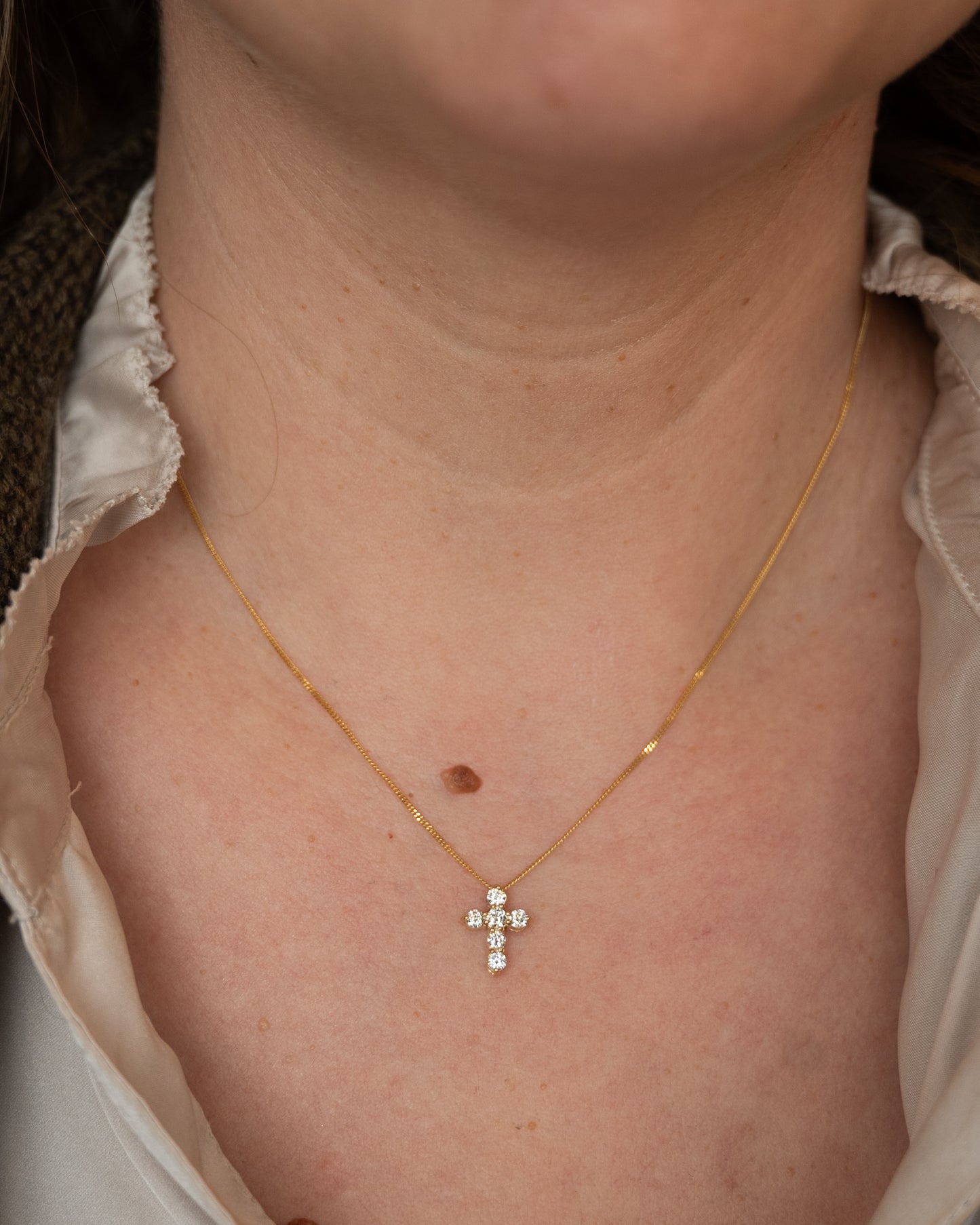 .43 Diamond Cross Pendant 14k Rose Gold