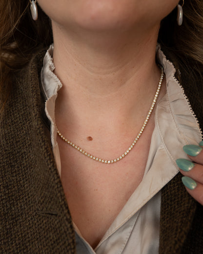 5.18 Diamond Tennis Necklace 14k Yellow Gold