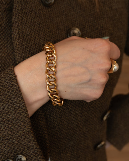 Vintage Retro Curb Link Bracelet 18k Rose Gold