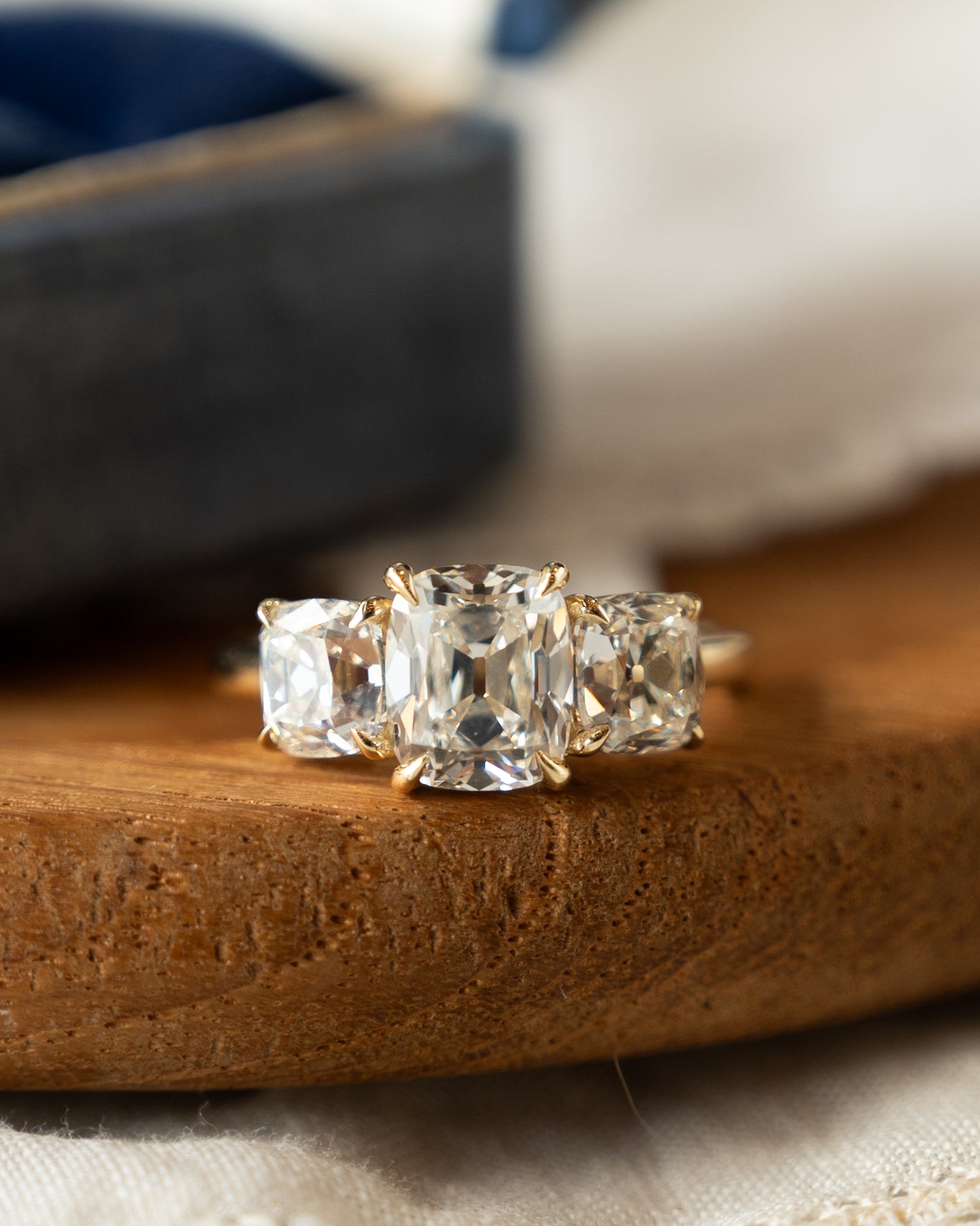 2.04 Old Mine Cushion Diamond Engagement Ring 14k
