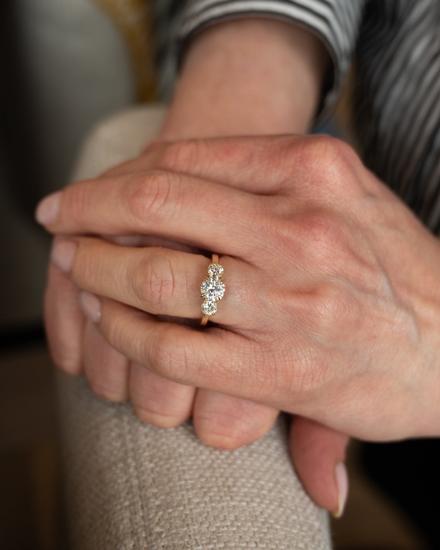 1.07 Three Stone Diamond Engagement Ring 14k
