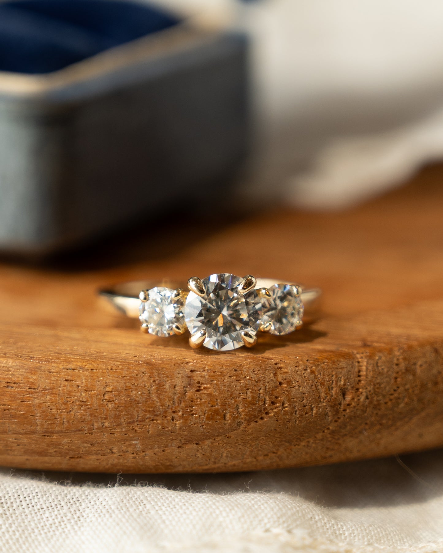1.07 Three Stone Diamond Engagement Ring 14k