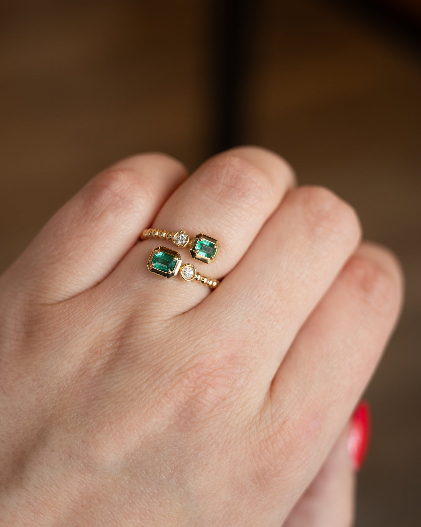 .50 Emerald & Diamond Toi Et Moi Ring 14k